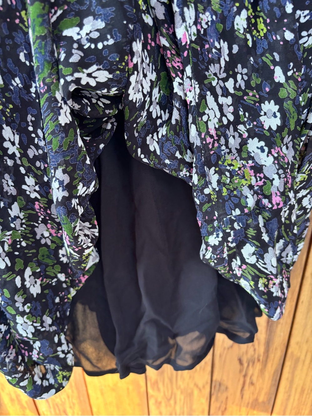 NWT GANNI Black Floral Printed Georgette Maxi Dress - Size EU 34 / US 2 - Picture 5 of 6